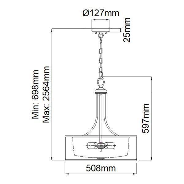 Duża lampa wisząca Lacey 4 źródła światła antyczny pewter okrągły biały abażur nowoczesna minimalistyczna KL-LACEY-P-L-AP KICHLER