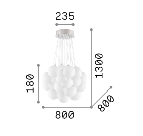 NOWOCZESNA LAMPA WISZĄCA SZKLANE KULE MAPA PLUS SP22 IDEAL LUX BIAŁA