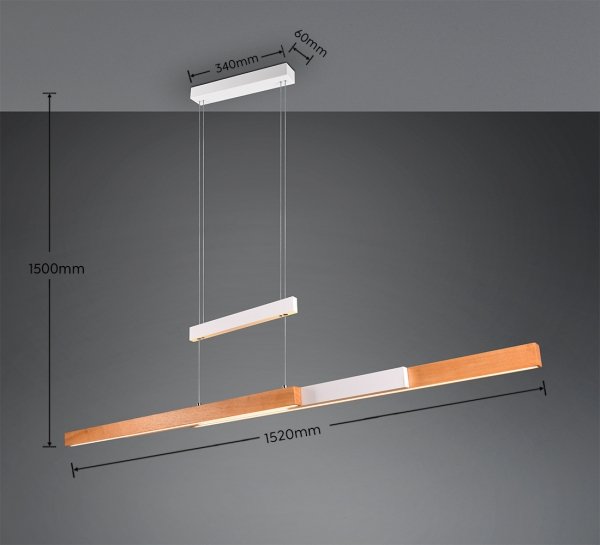 Nowoczesna Lampa Wisząca TRAJAN Trio LED 46W Listwa Góra-Dół Rozsuwalna