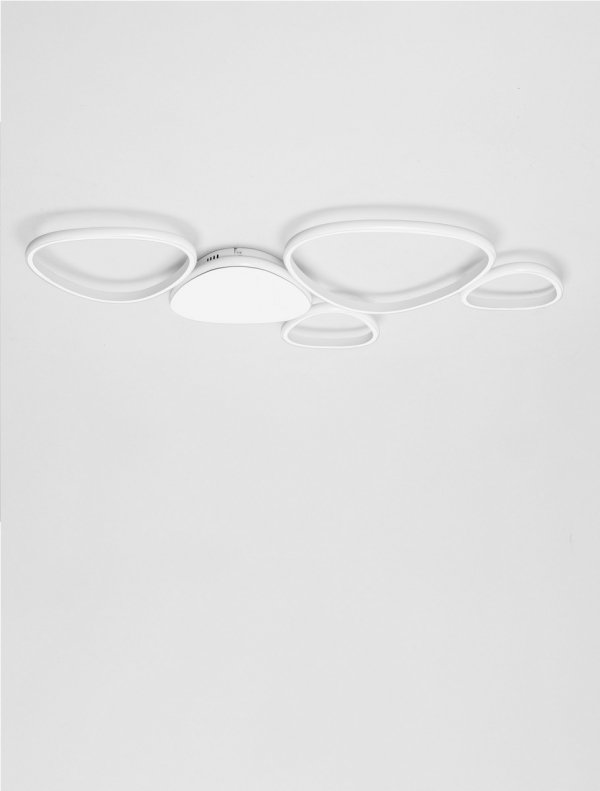 Nowoczesny plafon lampa sufitowa LED biała asymetryczne okręgi uniwersalny minimalistyczny aluminiowy ściemnialny ALONTRA LE45500 Luces Exclusivas 