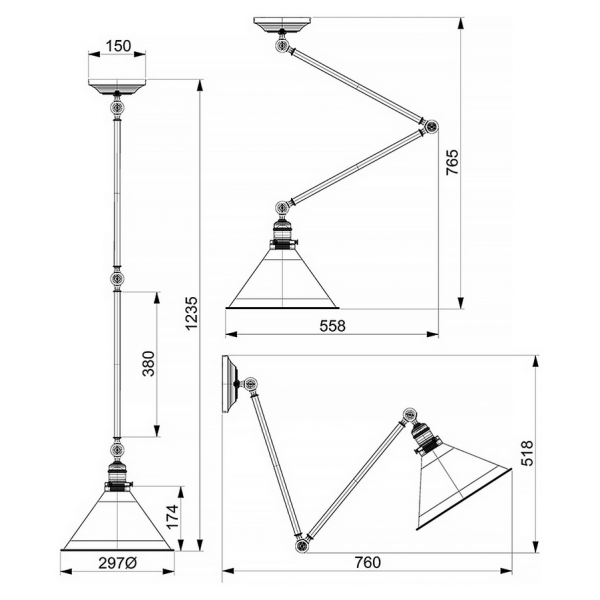Industralna lampa sufitowa/kinkiet na wysięgniku w kolorze starego brązu Provence PV-GWP-OB Elstead Lighting