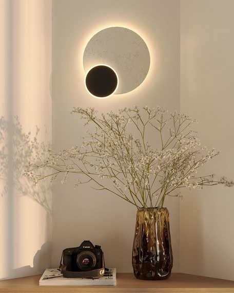 Designerski i nowoczesny kinkiet ścienny LED minimalistyczny fornir kamienny ze skały łupkowej ECLIPSE WALL AZ6668 Azzardo