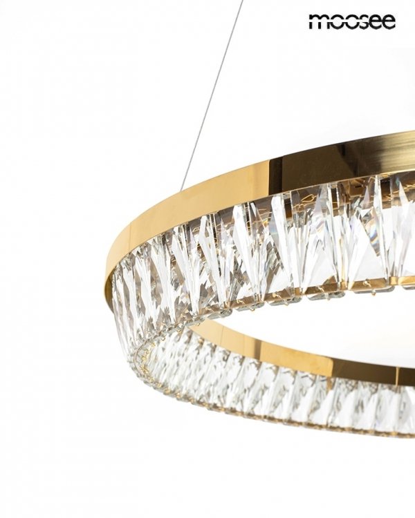 Kryształowa złota lampa wisząca LED glamour okrąg ring SAVOY 100 złota MSE1501100529 MOOSEE King Home