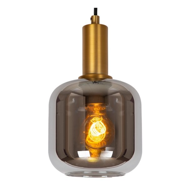 Nowoczesna Czarna Lampa Wisząca Szklany Dymiony Klosz JOANET 45494/16/65 LUCIDE