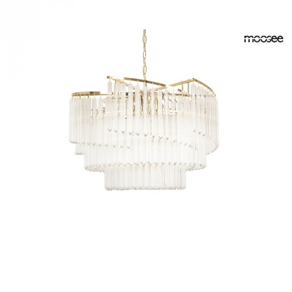 Złota lampa wisząca żyrandol do salonu w stylu glamour kryształowa LUMA 60 MSE1501100568 MOOSEE