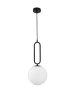 Designerska lampa wisząca w kolorze czarnym biała szklana kula Pinto le41766 
