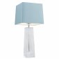 Piękna lampa stołowa lampka nocna klasyczna szklana transparentna designerska podstawa błękitny tkaninowy abażur LILLE 3839 Argon 