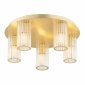 Plafon elegancki 45cm 5-płomienny mosiądz transparentne szkło ryflowane tubki glamour HAMPTON 2178 Argon 
