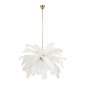 Dekoracyjna nowoczesna biała lampa wisząca naturalne pióra strusie 6 źródeł światła designerska boho kula EMU ST-DN127 white Step Into Design 