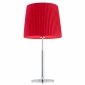 Szykowna minimalistyczna chromowana lampa stołowa lampka nocna z czerwonym tkaninowym plisowanym abażurem ASTI 3846 Argon 