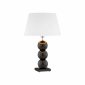 Lampa stołowa lampka nocna elegancka finezyjna szklane czarne kulki podstawa biały tkaninowy abażur el.chromowane FUDŻI 4058 Argon 