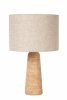 Lampa stołowa nocna trawertyn lniany klosz okrągły minimalistyczna designerska nowoczesna NIMUE 05556/81/41 LUCIDE 
