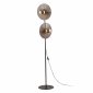 Dekoracyjna nowoczesna lampa podłogowa stojąca drewniane okrągłe elementy w stylu boho szklane bursztynowe klosze LUNAR WOOD 16135 TK-Lighting 
