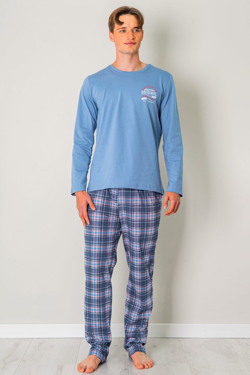 MUZZY Piżama męska ORIGINAL  długie spodnie krata  R: