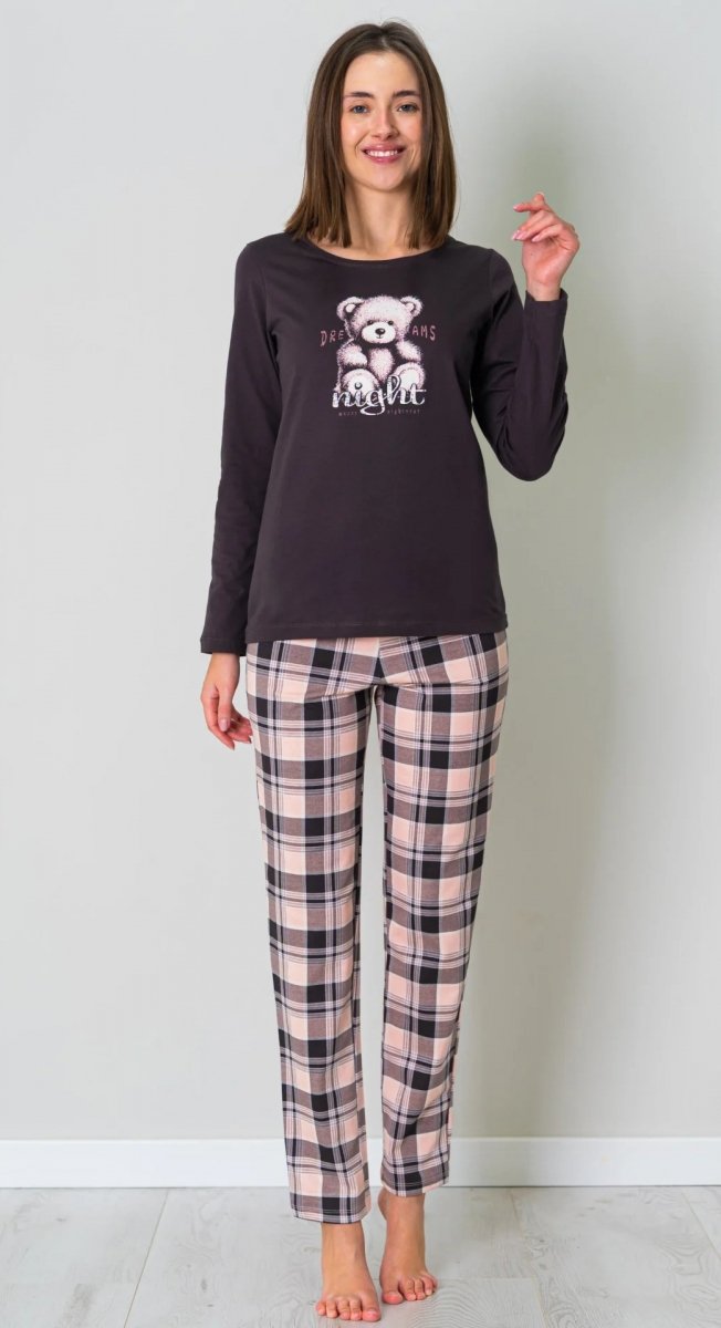 MUZZY Piżama damska  MIŚ długi rękaw i długie spodnie R: