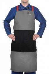 WELDAS-Arc Knight® fartuch spawalniczy, wysokiej odporności trudnopalna bawełna 520 gr./m2 ze wzmocnieniami z czarnej dwoiny bydlęcej 38-4442 (107 cm x 60 cm) dł x szer