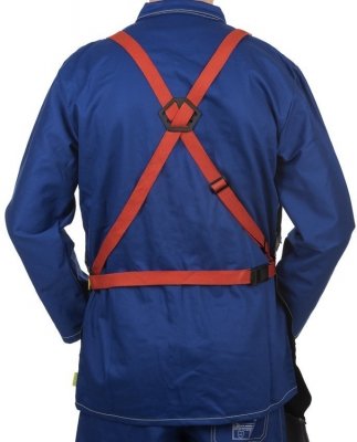 WELDAS-Arc Knight® fartuch spawalniczy, wysokiej odporności trudnopalna bawełna 520 gr./m2 ze wzmocnieniami z czarnej dwoiny bydlęcej 38-4436 (91 cm x 60 cm) dł x szer.