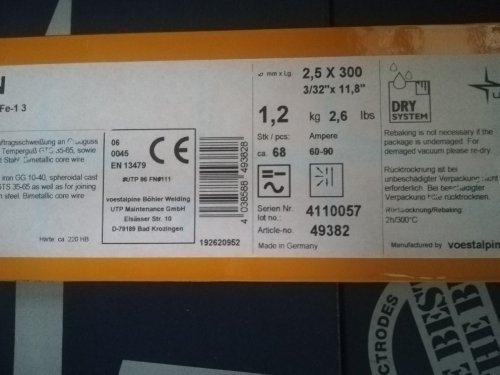 Elektroda do żeliwa UTP 86 FN 2,5x300 mm ( 1,3 kg)