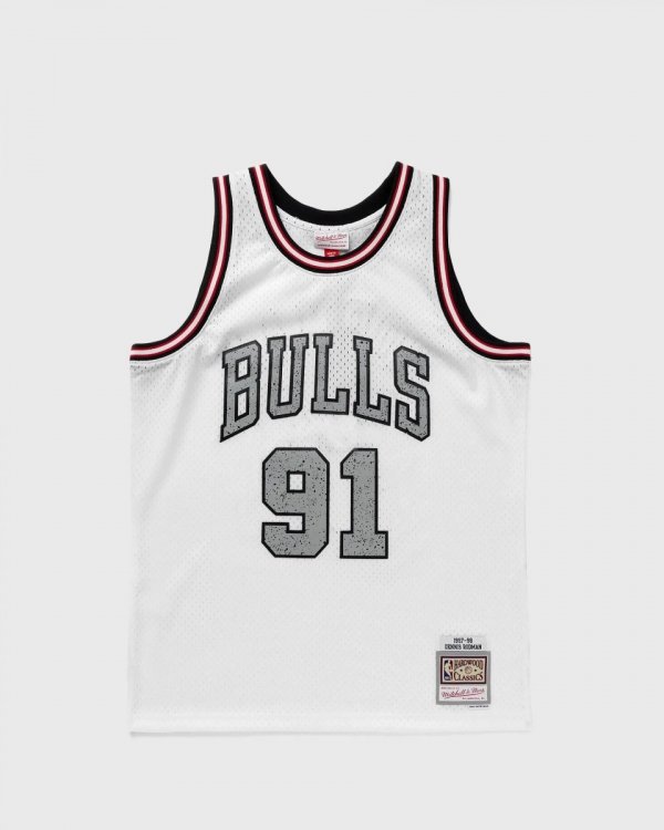 Mitchell &amp; Ness koszulka męska NBA Cracked Cement Swingman Jersey Bulls 1997 Dennis Rodman TFSM5934-CBU97DRDWHIT