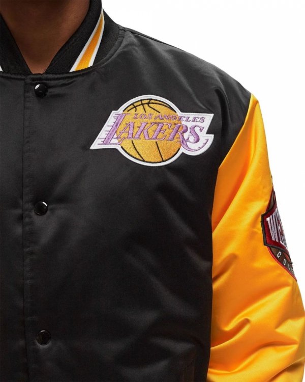Mitchell &amp; Ness kurtka NBA Los Angeles Lakers Primetime Heavyweight Satin Jacket Vintage Logo Lakers JK8453-LALBLCK