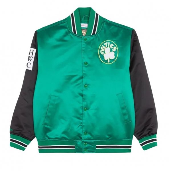 Mitchell &amp; Ness kurtka NBA Boston Celtics Primetime Heavyweight Satin Jacket Vintage Logo Celtics JK8453-BCEKYGN