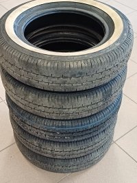 5 szt. opon RADAR 125/80R12 Dimax Classic 62S TL White Wall (30 mm) M+S - używane(pr z białym pasem) 
