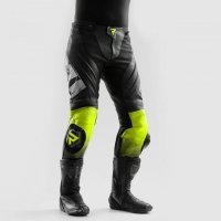 SPODNIE SKÓRZANE REBELHORN INFERNO BLACK/WHITE/FLUO YELLOW 48 