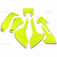 UFO KOMPLET PLASTIKÓW HUSQVARNA TX/TE/FE '17-'18 KOLOR ZÓŁTY FLUO (Z OSŁONĄ LAMPY) 