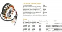 DZE UZWOJENIE ALTERNATORA STATOR YAMAHA YFM 350 BIG BEAR 95-98, WARRIOR 96-01; KODIAK 400 93-98 (ESG434) (3HN-8510-10-00; 4GB-85 
