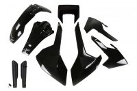 UFO KOMPLET PLASTIKÓW (FULL KIT) Z OSŁONAMI TELESKOPÓW (AMORTYZATORÓW) HUSQVARNA TX/TE/FE 17-19 Z OSŁONĄ LAMPY KOLOR CZARNY (HU6 