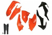 UFO KOMPLET PLASTIKÓW (FULL KIT) Z OSŁONAMI TELESKOPÓW (AMORTYZATORÓW) KTM EXC/EXC-F TPI 17-19, KOLOR OEM 17 I 19 OEM (POMARAŃCZ 