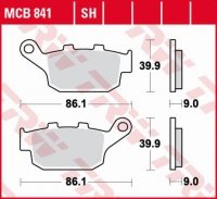 TRW ZF KLOCKI HAMULCOWE KH496 SINTER STREET HONDA CBF 500 / CB 500 X / CBR 500 13-, CB 650 F / CBR 600 14-, NC 750 14-, KAWASAKI VERSYS 650 15-, Z 750 11-14, Z 800 13-17, SUZUKI SFV 650 GLADIUS 09-16, TYŁ 