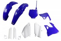 UFO KOMPLET PLASTIKÓW (FULL KIT) Z OSŁONAMI TELESKOPÓW (AMORTYZATORÓW) YAMAHA YZ 125 '96-'99, YZ 250 '96-'99 KOLOR NIEBIESKI/BIAŁY 98-99 