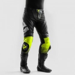 SPODNIE SKÓRZANE REBELHORN INFERNO BLACK/WHITE/FLUO YELLOW 48