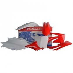 POLISPORT WYPRZEDAŻ KOMPLET PLASTIKÓW HONDA CRF 250R 10; CRF 450R 09-10 KOLOR CZERWONO BIAŁY OEM
