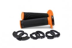 DOMINO MANETKI (GRIPY) OFF ROAD D-LOCK 2T / 4T (Z ADAPTERAMI ROLGAZU - KTM, HUSQVARNA, GASGAS, HONDA, KAWASAKI, SUZUKI, YAMAHA I INNE) KOLOR CZARNY/POMARAŃCZOWY