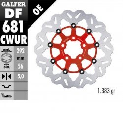 GALFER TARCZA HAMULCOWA TYŁ HARLEY-DAVIDSON (292X56X5) (WAVE) PŁYWAJĄCA KOLOR CZERWONY