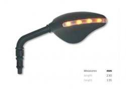 FAR LUSTERKO LEWE UNIWERSALNE Z KIERUNKOWSKAZEM LED (KOLOR CZARNY) M10X1,25