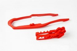 UFO KOMPLET ŚLIZG + PROWADNICA ŁAŃCUCHA HONDA CR 125/250, CRF 250R/X, 450R/X 05-06, KOLOR CZERWONY