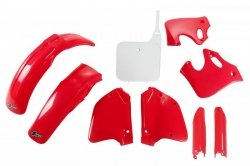 UFO KOMPLET PLASTIKÓW (FULL KIT) Z OSŁONAMI TELESKOPÓW (AMORTYZATORÓW) HONDA CR 125 93-94, CR 250 92-94 KOLOR OEM (CZERWONY/BIAŁ