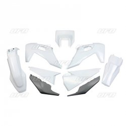 UFO KOMPLET PLASTIKÓW HUSQVARNA TE 150 / 250 / 300 20-23, FE 250 / 350 / 450 / 501 20-23 Z OSŁONĄ LAMPY KOLOR OEM (BIAŁY/GRAFITO