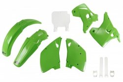 UFO KOMPLET PLASTIKÓW (FULL KIT) Z OSŁONAMI TELESKOPÓW (AMORTYZATORÓW) KAWASAKI KX 125 / 250 93 KOLOR OEM (ZIELONY/BIAŁY) (KA194