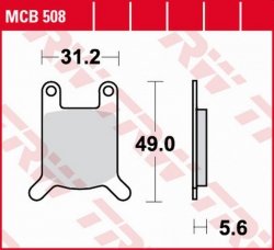 TRW ZF KLOCKI HAMULCOWE KH050 ORGANIC PUCH COBRA 6GT, MONZA 4 80-84, ZUNDAPP KS 50 76-81, KS 80 81-87, HERCULES KX-5 84-95 PRZÓD