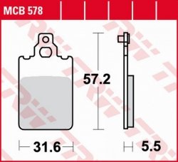TRW ZF KLOCKI HAMULCOWE KH116 ORGANIC APRILIA AF-1/ET/RS 50 87-94, BENELLI CHRONO 50 92-93, BETA CHRONO 50 92-93, SUZUKI DT 50R 