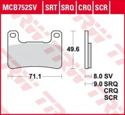 TRW LUCAS KLOCKI HAMULCOWE KH379 CARBON RACING (WYCZYNOWE) KAWASAKI HP2 18-, ZX10R 08-15, SUZUKI GSXR 600 / 750 04-10, GSXR 1000