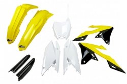 UFO 2024/11 KOMPLET PLASTIKÓW (FULL KIT) Z OSŁONAMI TELESKOPÓW (AMORTYZATORÓW) SUZUKI RMZ 250 19-25, RMZ 450 18-25 KOLOR OEM ( Ż
