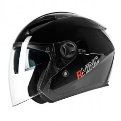 RHINO Touring kask motocyklowy otwarty jet z blendą czarny połysk