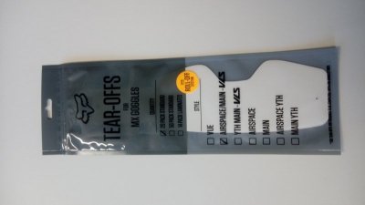 ZRYWKI TEAR-OFF DO GOGLI FOX AIRSPACE/MAIN II STD TEAR OFF CLEAR OS