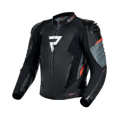 KURTKA SKÓRZANA REBELHORN VELOCE BLACK/GREY/FLUO RED 62