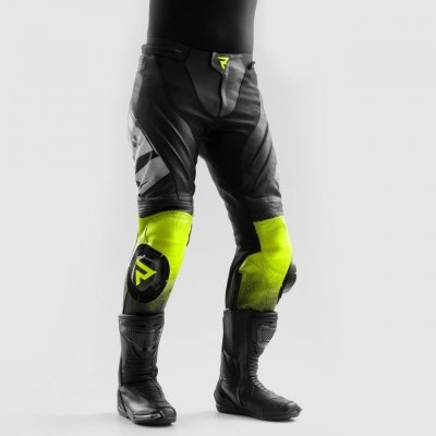 SPODNIE SKÓRZANE REBELHORN INFERNO BLACK/WHITE/FLUO YELLOW 54